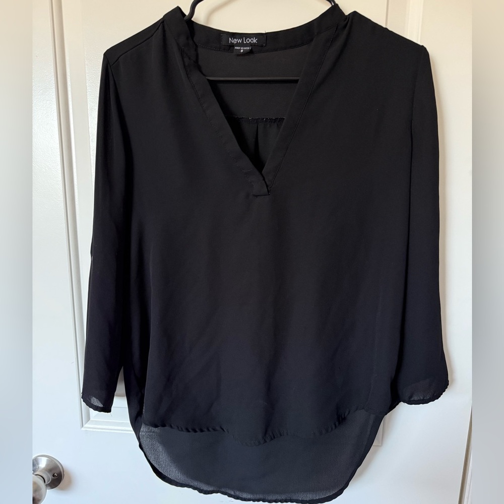 New Look Black V-Neck Blouse
